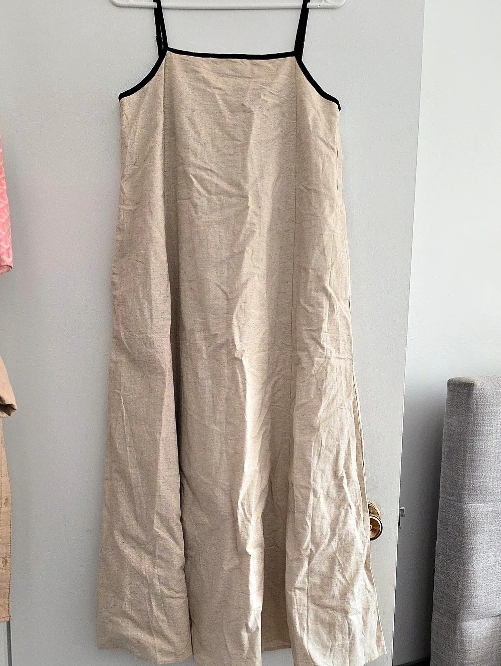 Senllen Linen Wide Leg Jumpsuit in Beige Size Small NWT